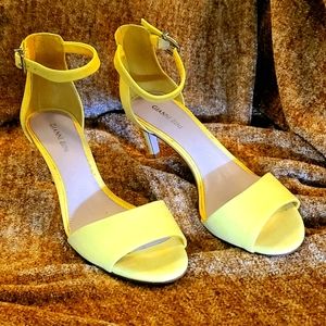 Gianni Bini Meria Chrome Yellow Kitten Heel Sandals